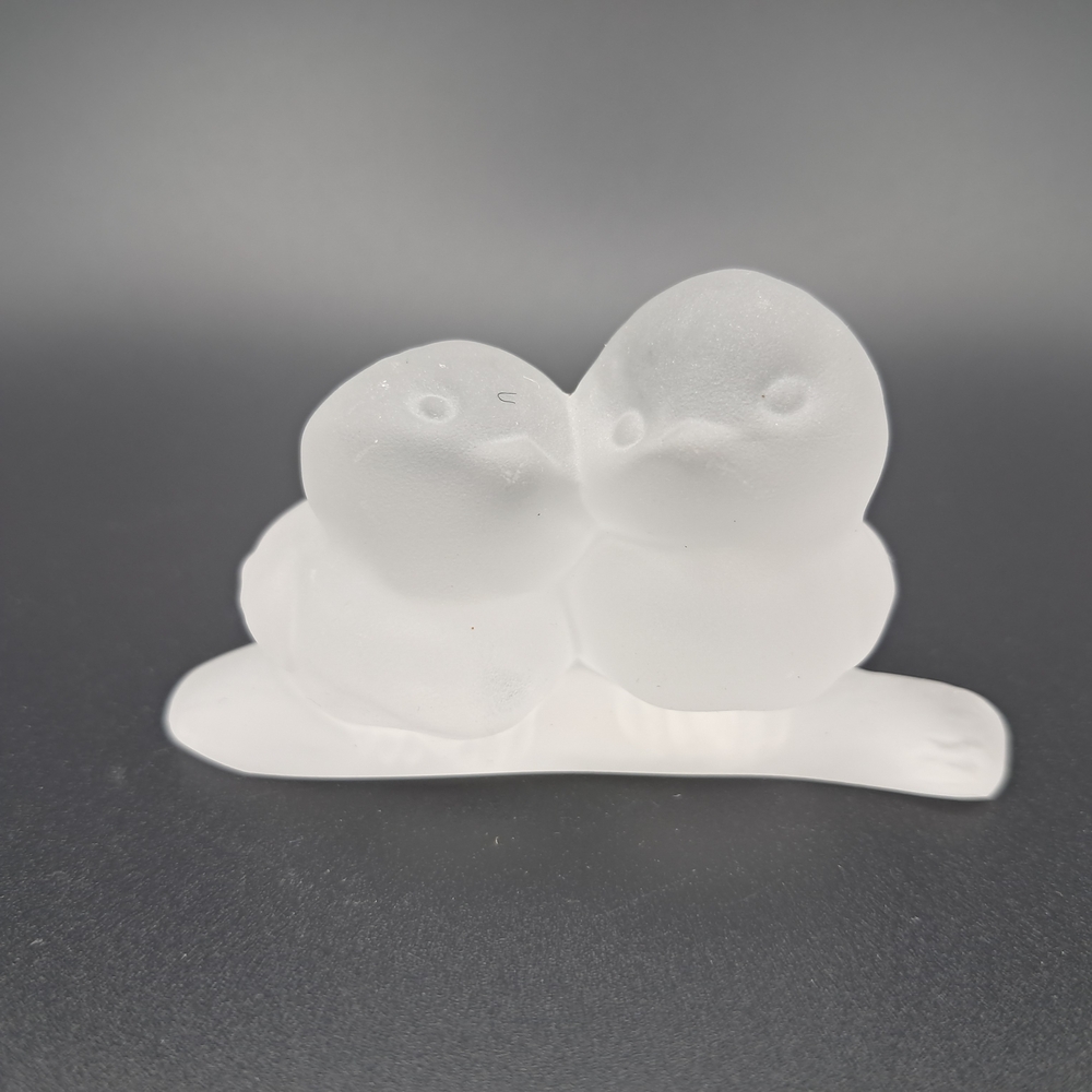 Hallmark 1976 Frosted Glass Birds Figurine Lead Crystal Taiwan Vintage Decor